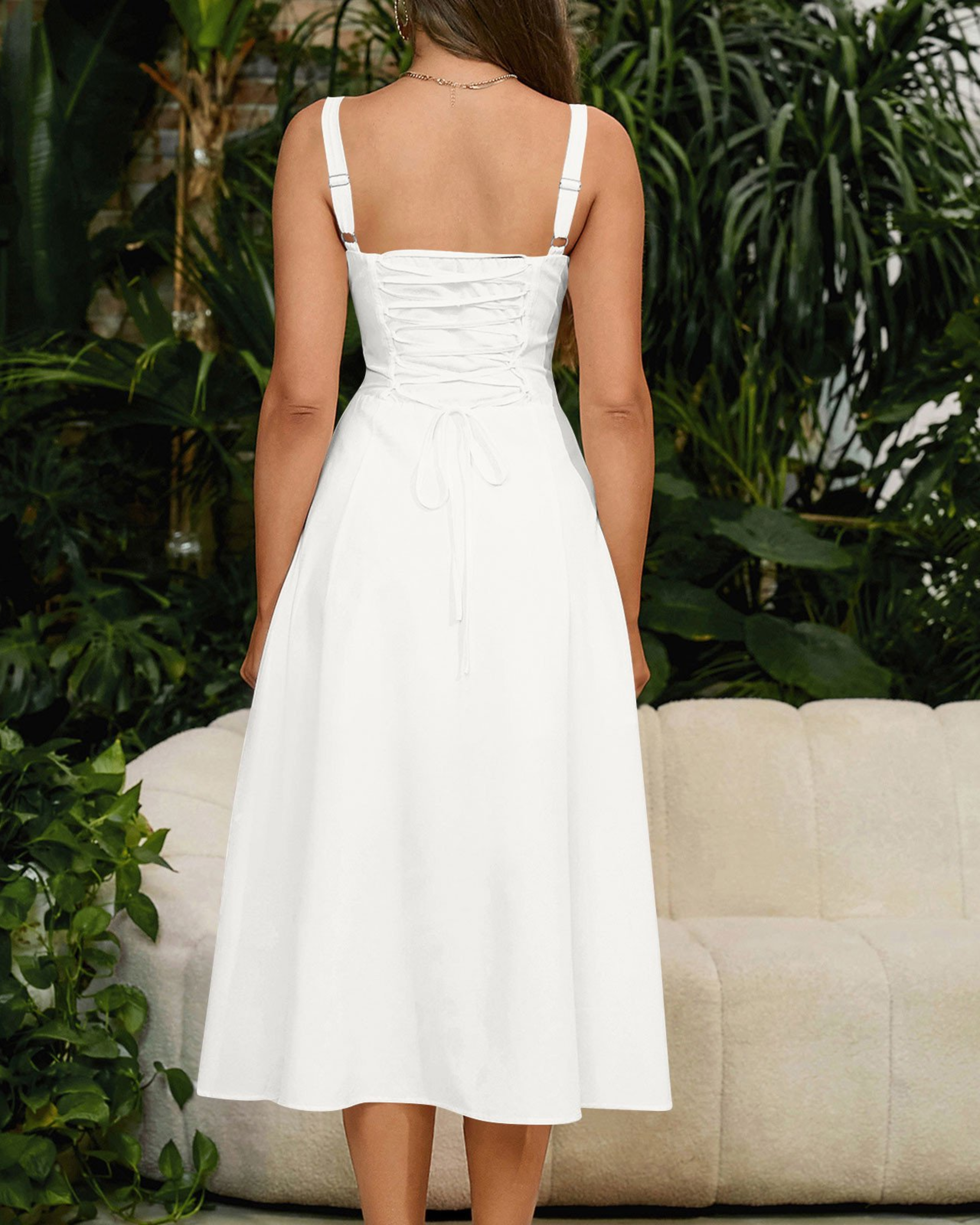 Corset Lace-Up Dress with Overknee Slit & Waist Cinch